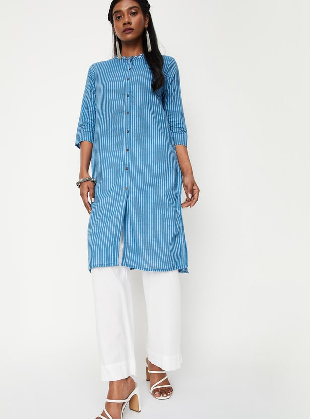 Women Striped Button Down Kurta