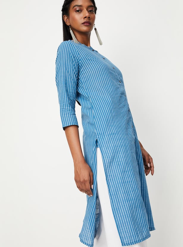 Women Striped Button Down Kurta