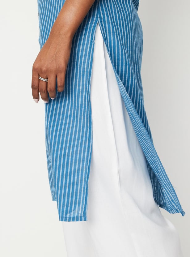 Women Striped Button Down Kurta