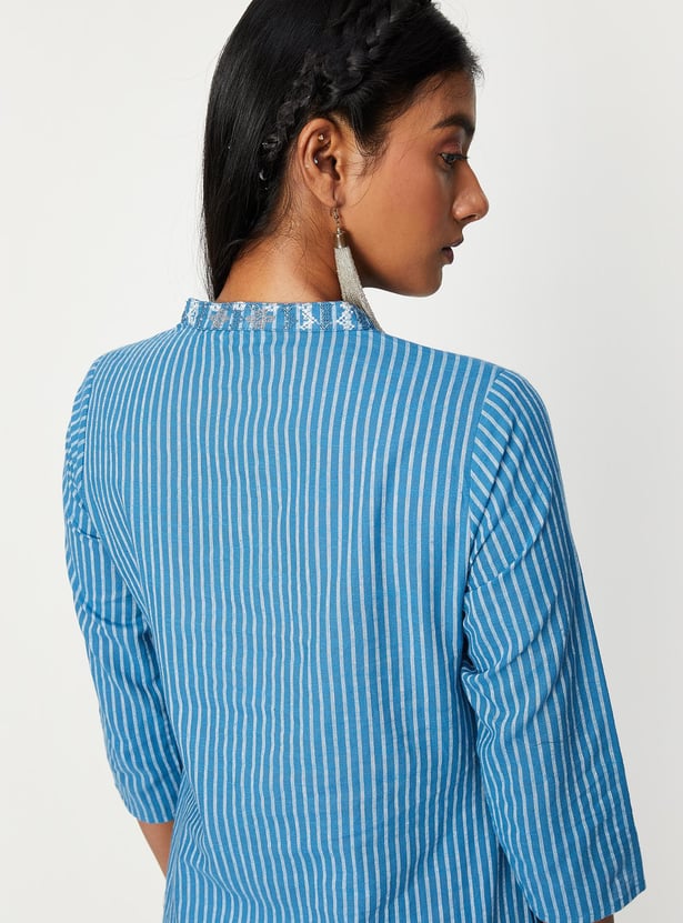 Women Striped Button Down Kurta
