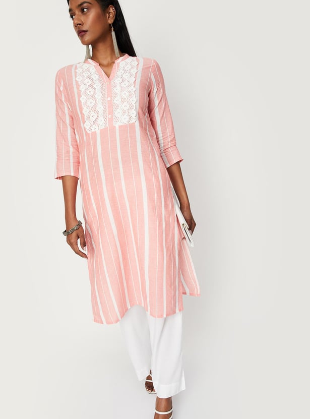 Women Lace Kurta with Pocket
