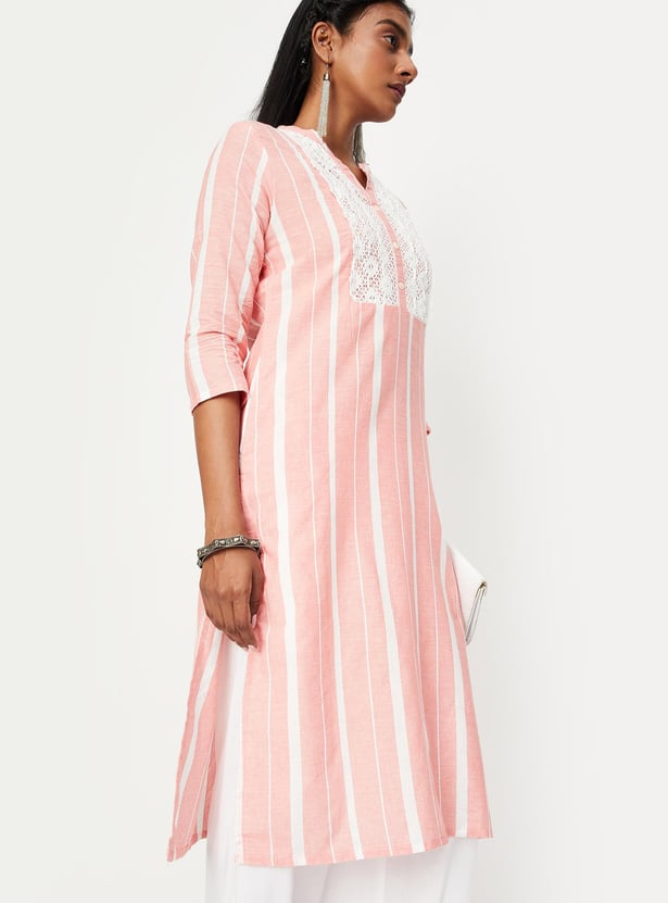 Women Lace Kurta with Pocket