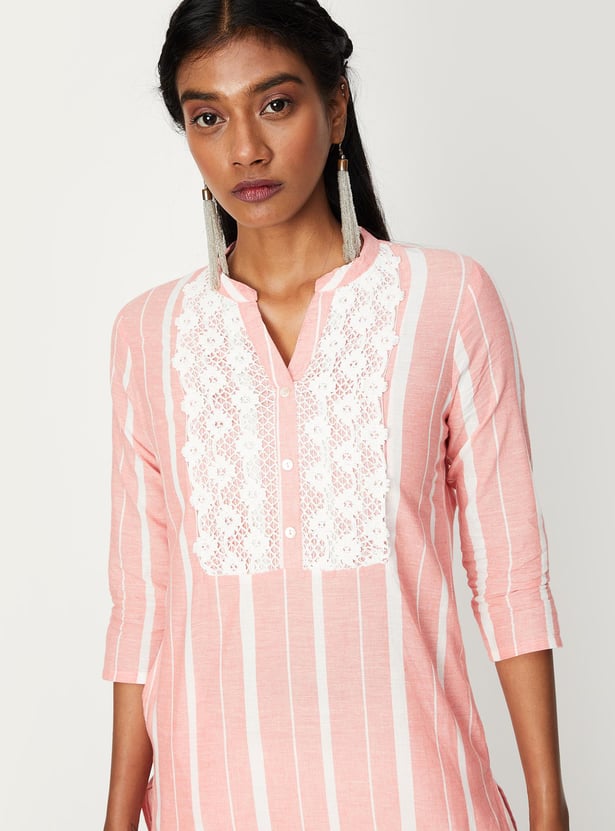 Women Lace Kurta with Pocket
