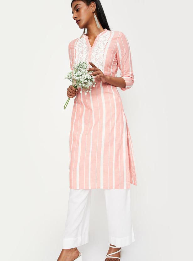 Women Lace Kurta with Pocket
