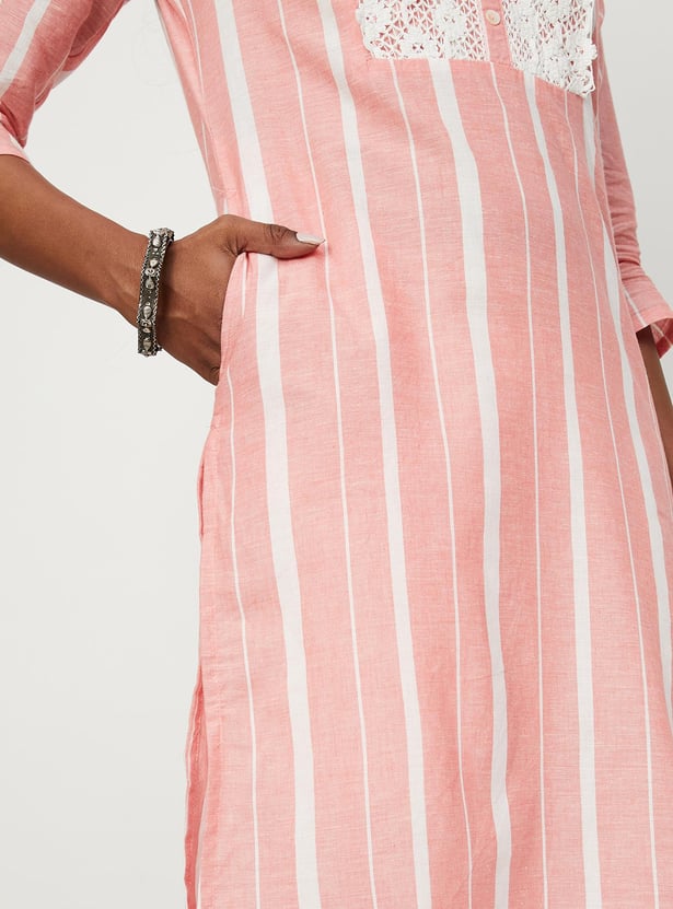 Women Lace Kurta with Pocket