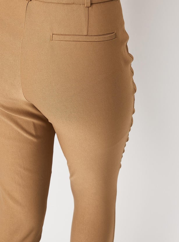 Women Solid Woven Slim Fit Trousers
