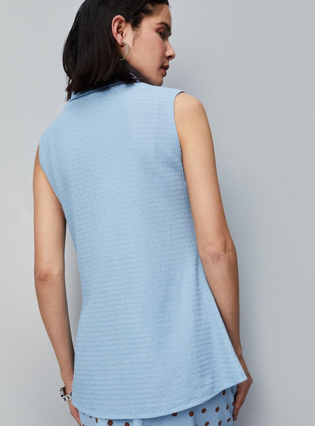 Women Textured Knit Cowl Neck Top