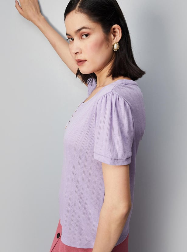 Women Textured Knit Semi-Formal Top