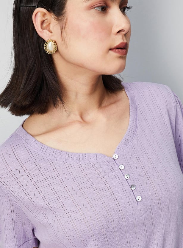 Women Textured Knit Semi-Formal Top