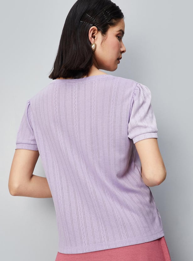 Women Textured Knit Semi-Formal Top