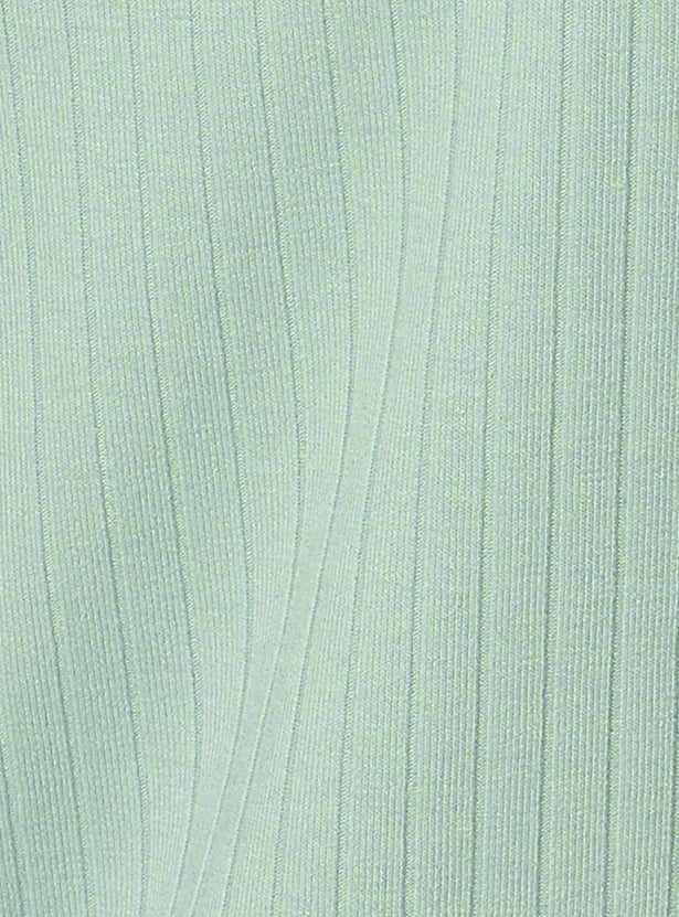 Women Rib Knit Square Neck Top