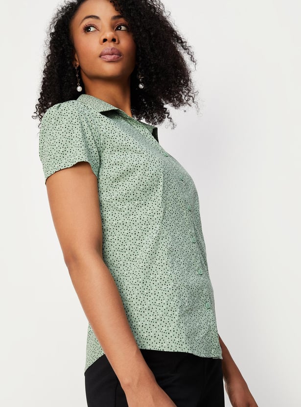 Women Printed Puffed Sleeve Shirt
