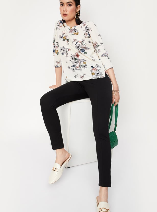Women Pintuck Knit Casual Trousers