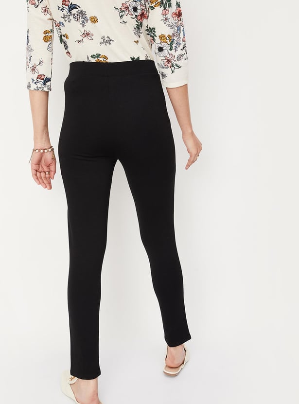 Women Pintuck Knit Casual Trousers
