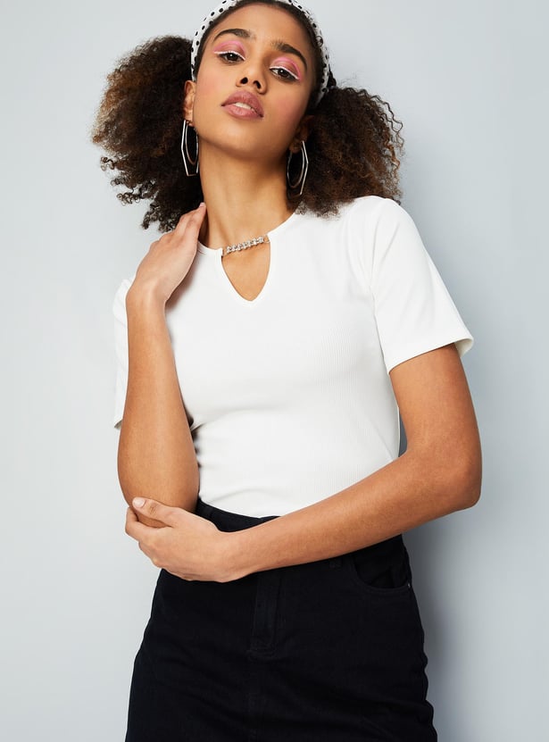 Women Jewelled Strap Crop Top