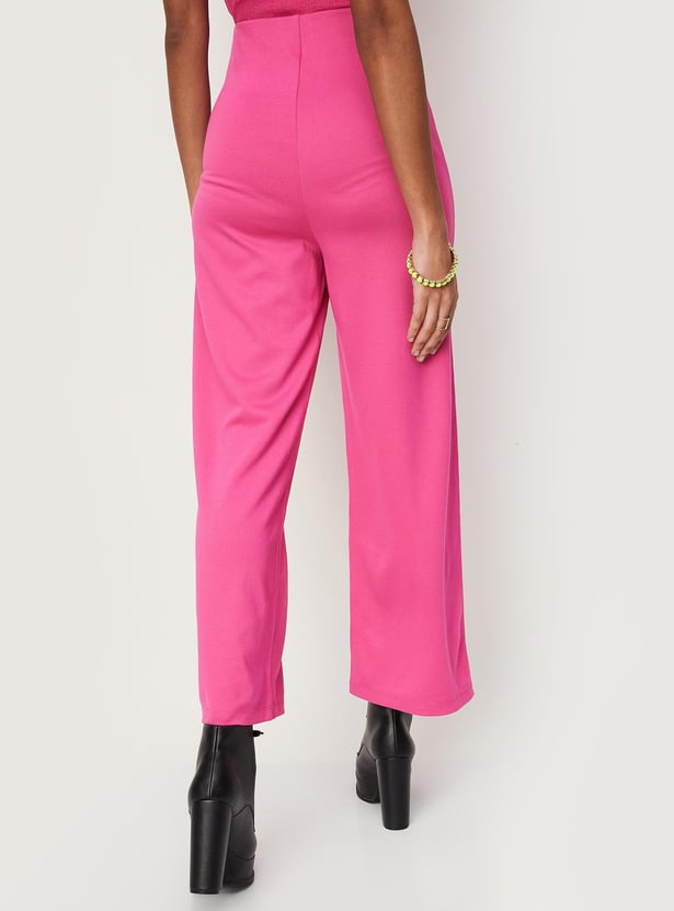 Women Panelled Flared Knit Trousers