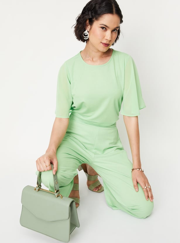 Women Solid Pique Knit Top