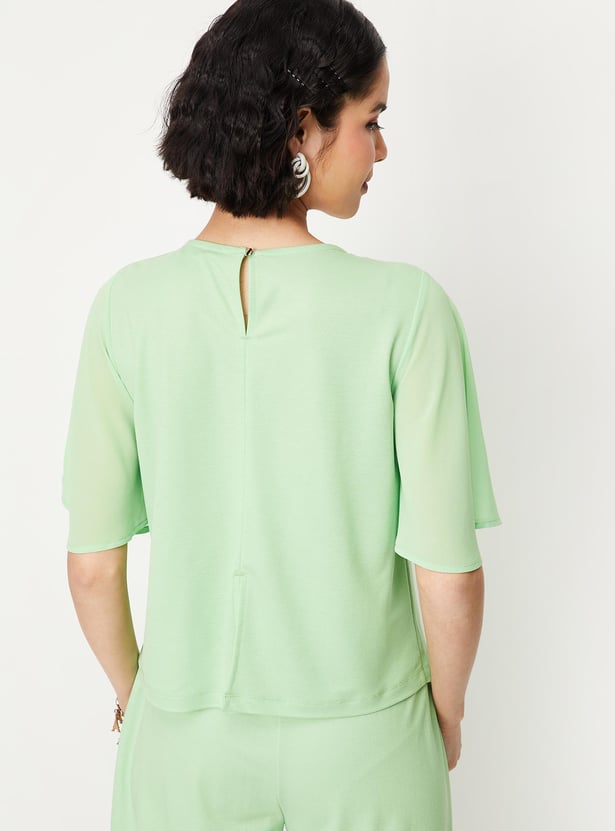Women Solid Pique Knit Top