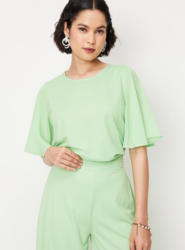 Women Solid Pique Knit Top