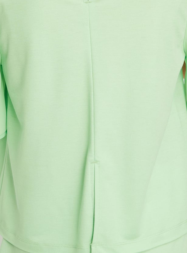 Women Solid Pique Knit Top