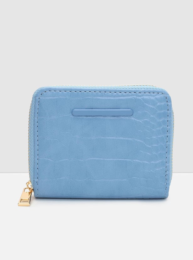 Women Textured Zip-Around Closure Small Wallet