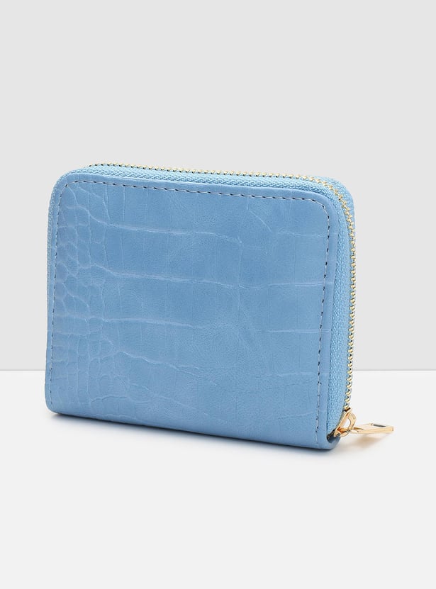Women Textured Zip-Around Closure Small Wallet