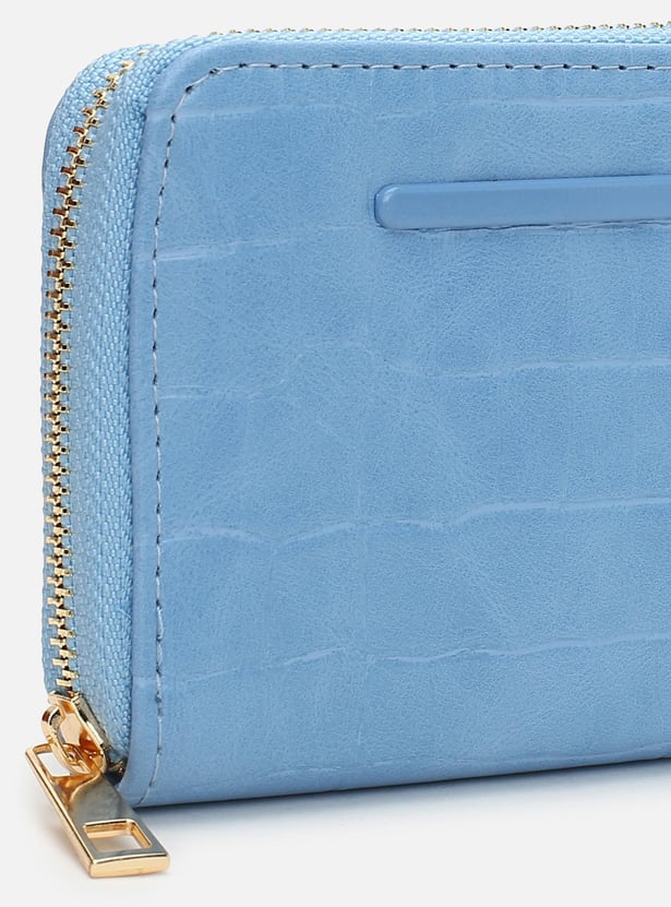 Women Textured Zip-Around Closure Small Wallet