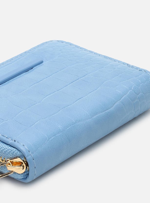 Women Textured Zip-Around Closure Small Wallet