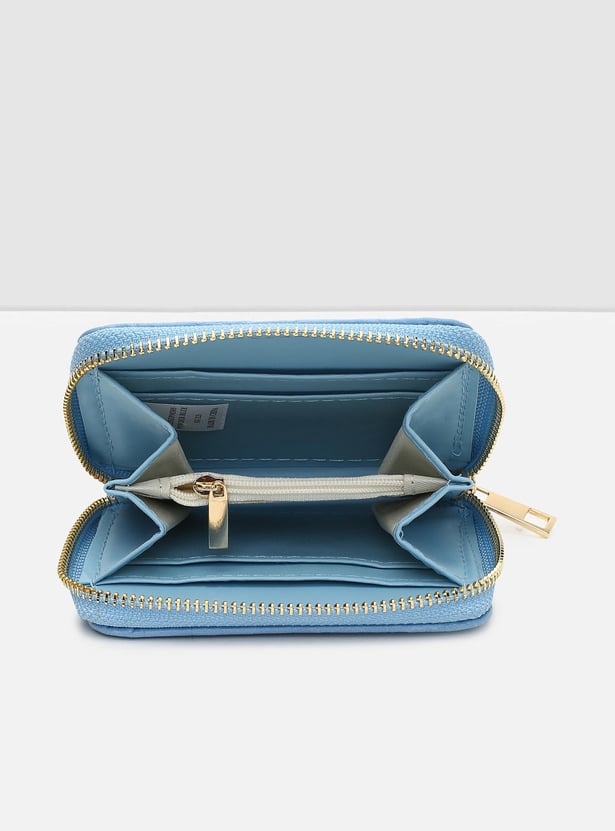 Women Textured Zip-Around Closure Small Wallet