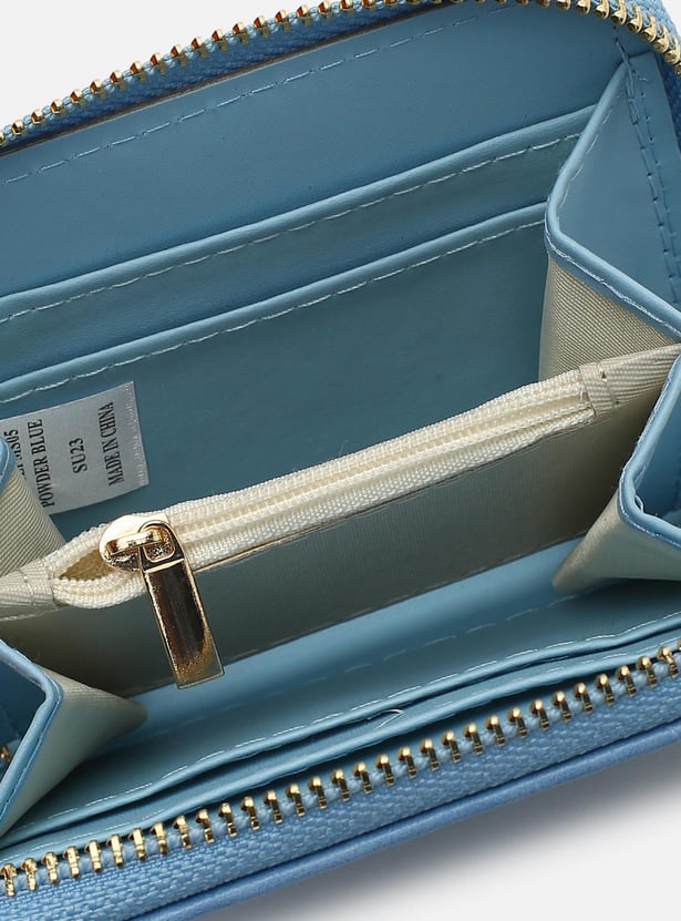 Women Textured Zip-Around Closure Small Wallet
