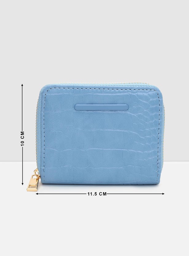 Women Textured Zip-Around Closure Small Wallet