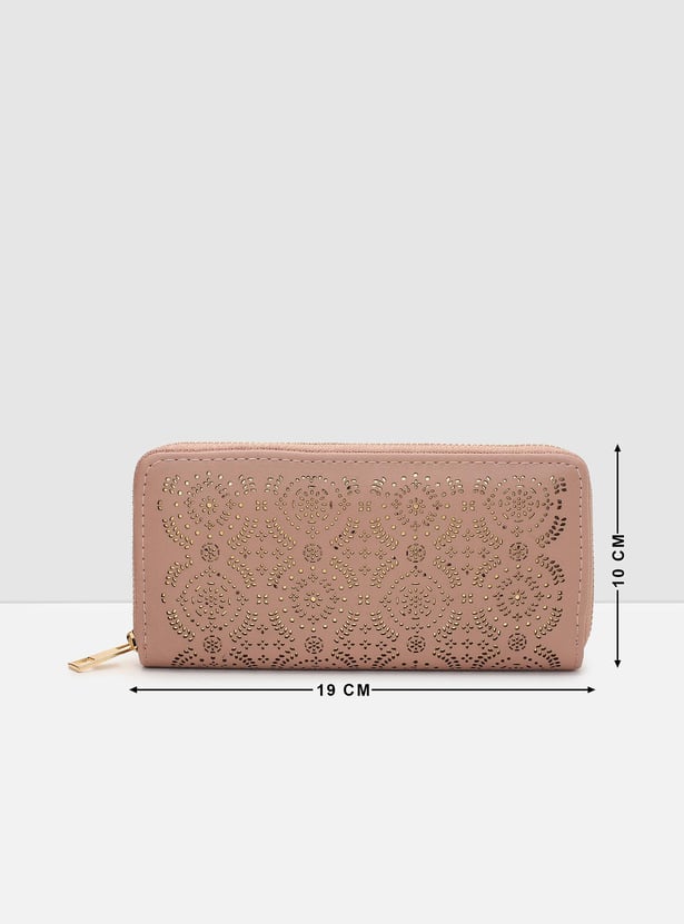 Women Cut-Out Zip-Around Wallet