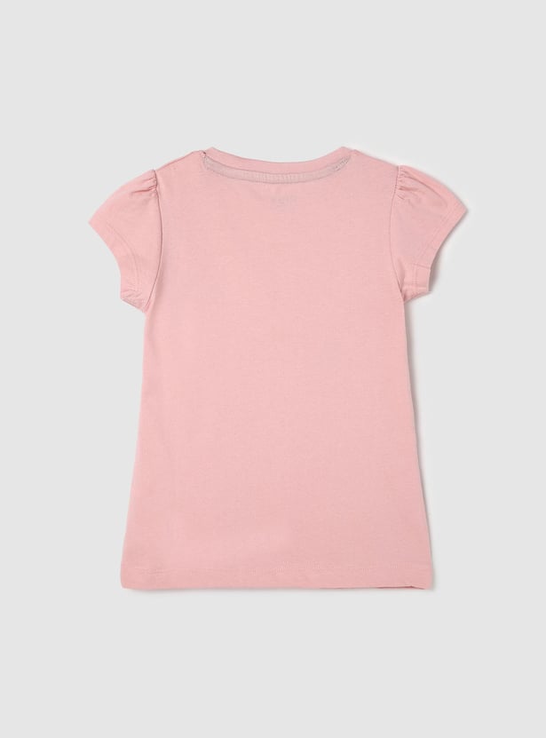 Girls Pure Cotton Graphic Printed Knit T-shirt