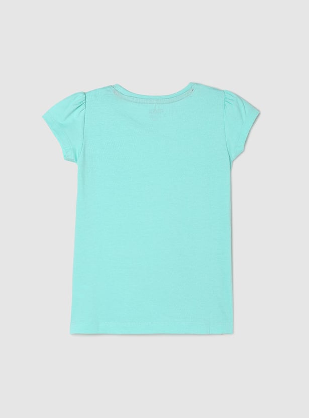 Girls Pure Cotton Floral Printed Knit T-shirt