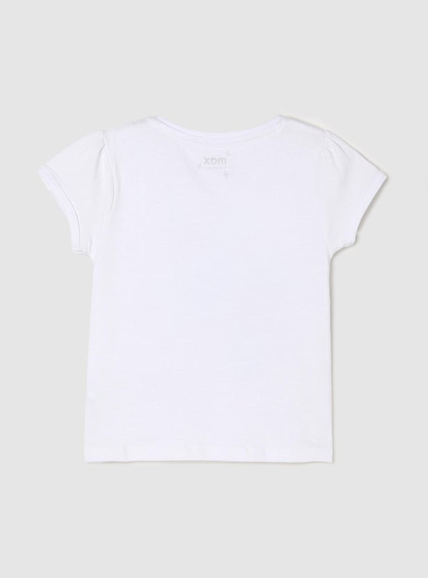 Girls Pure Cotton Floral Printed Knit T-shirt