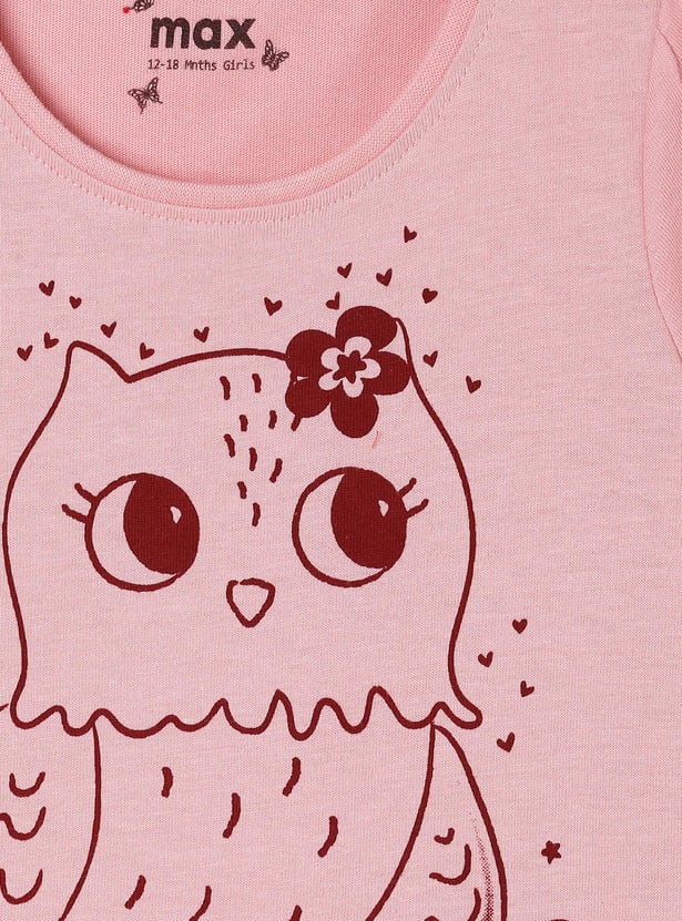 Girls Pure Cotton Graphic Printed Knit T-shirt