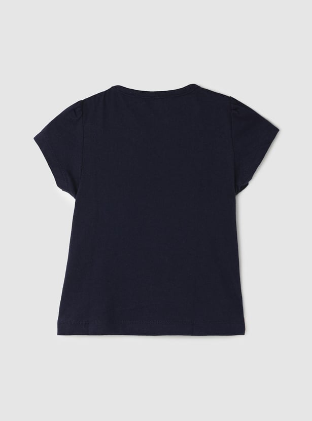 Girls Pure Cotton Typographic Printed Knit T-shirt