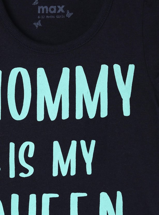Girls Pure Cotton Typographic Printed Knit T-shirt