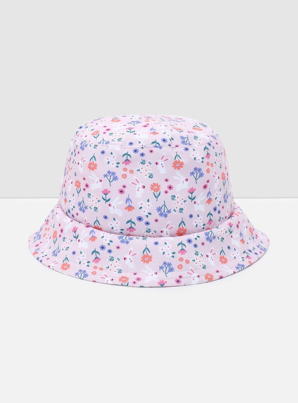 Girls Floral Print Bucket Cap
