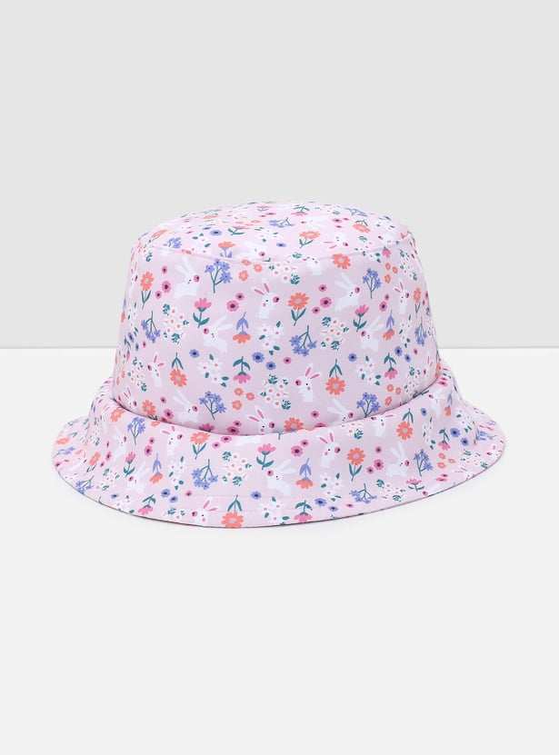 Girls Floral Print Bucket Cap