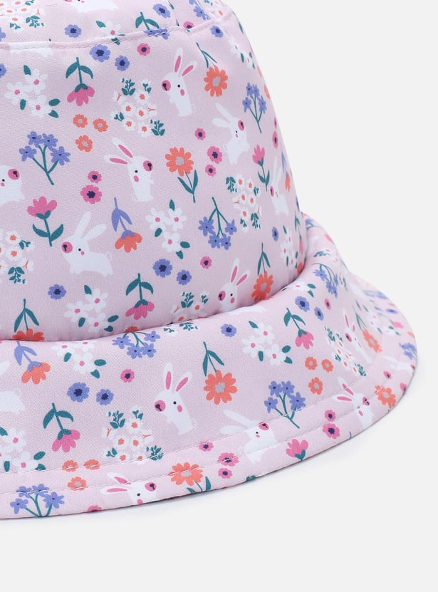 Girls Floral Print Bucket Cap