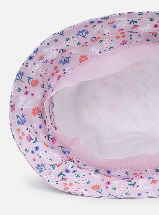 Girls Floral Print Bucket Cap