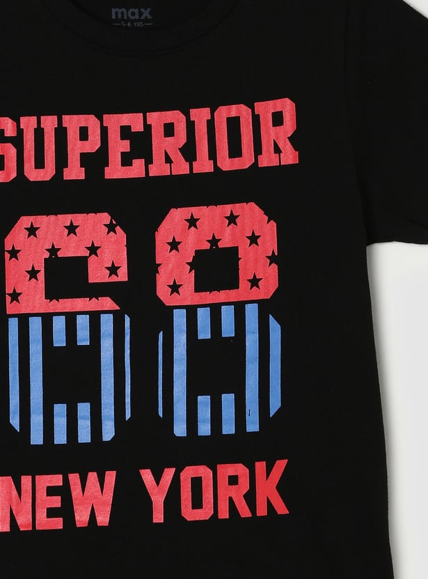 Boys Pure Cotton Typographic Print Knit T-shirt