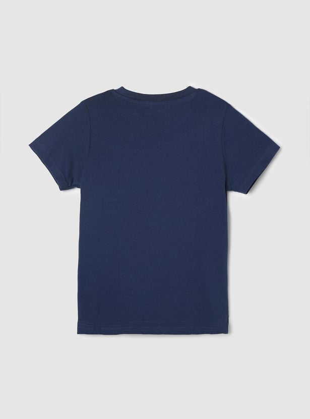 Boys Pure Cotton Typographic Print Knit T-shirt