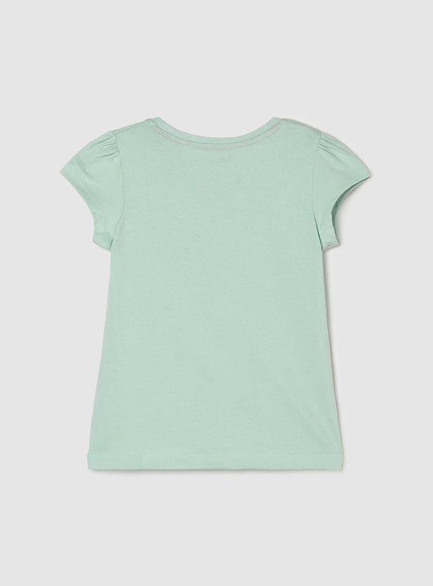 Girls Pure Cotton Graphic Knit T-shirt