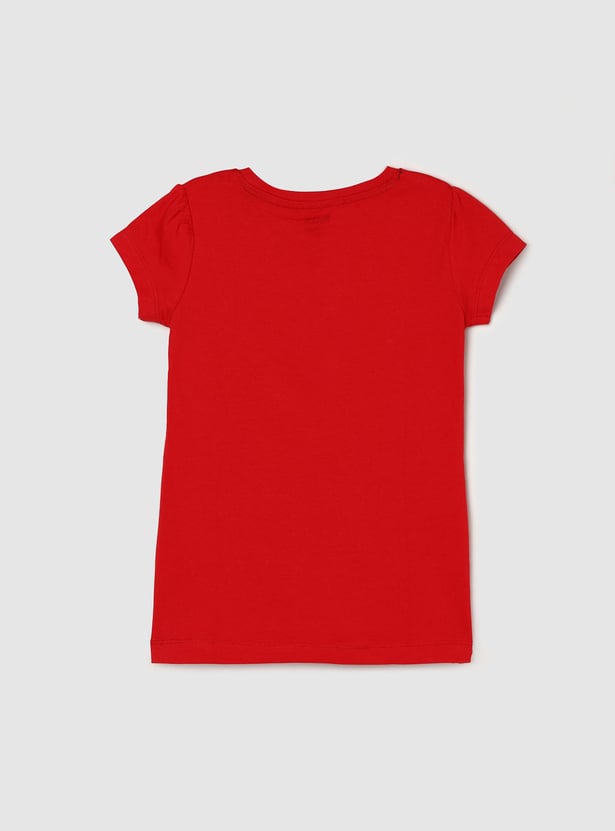 Girls Pure Cotton Graphic Knit T-shirt