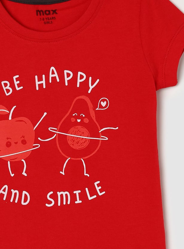 Girls Pure Cotton Graphic Knit T-shirt