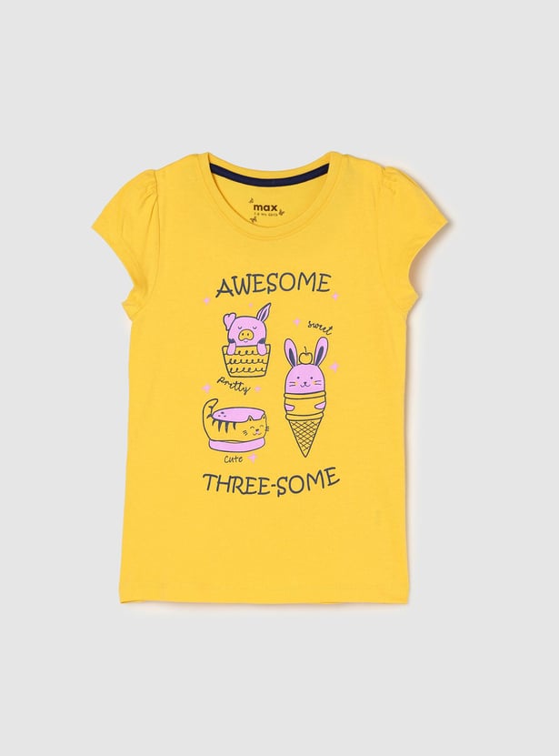 Girls Pure Cotton Graphic Knit T-shirt