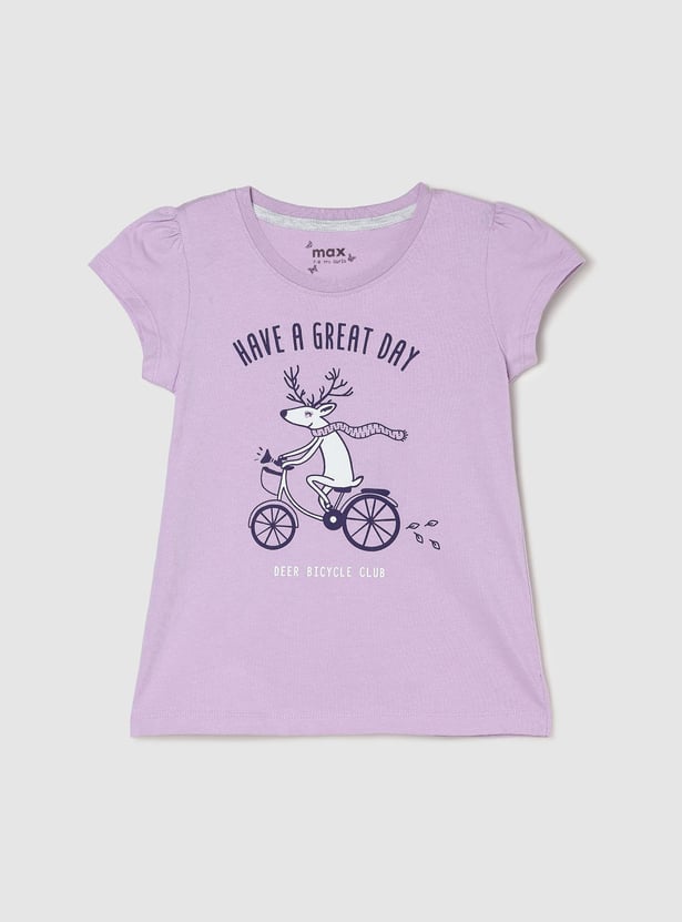 Girls Pure Cotton Graphic Knit T-shirt