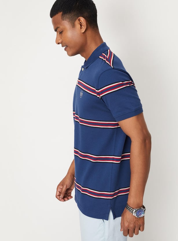 Men Striped Slim Fit Polo T-shirt